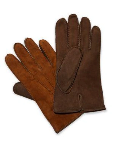 Shop Saks Fifth Avenue Two-tone Leather Gloves In Brown Tan