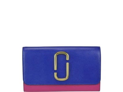 Shop Marc Jacobs Snapshot Chain Wallet In Academy Blue/multicolor