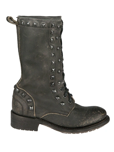 Shop Ash Rango Studded Lace-up Boots In Black Pavonado Studs