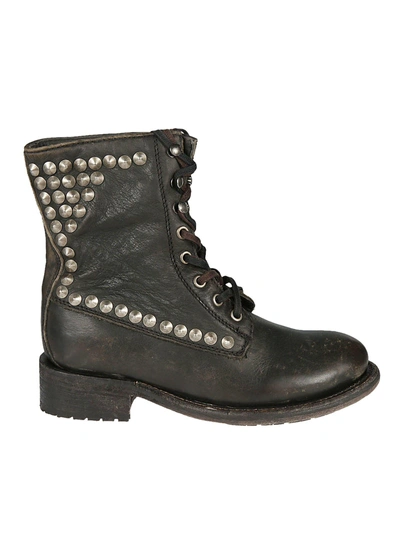 Shop Ash Ralph Lace-up Boots In Black Old Niquel Studs