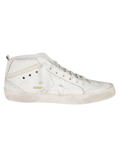 Shop Golden Goose Mid Star Sneakers In White Leather Cream