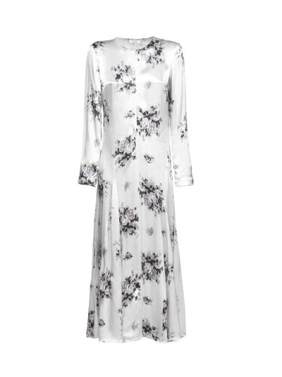 Shop Ganni Dress In Bianco Multicolor