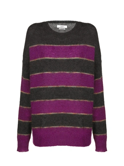 Shop Isabel Marant Étoile Reece Striped Sweater In Nero Prugna