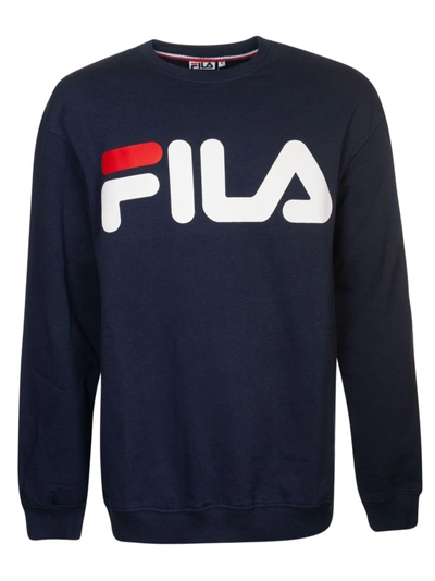 Shop Fila Logo Print Sweatshirt In Black Iris