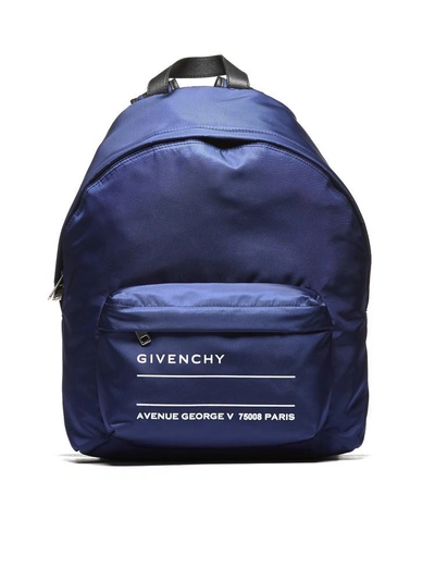 Shop Givenchy Logo Print Backpack In Blue