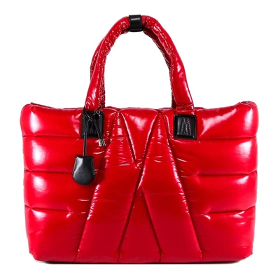 Shop Moncler Monogram Quilted Tote Bag In Red