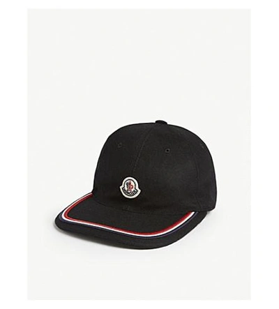 Shop Moncler Logo Baseball Wool Cap In Black