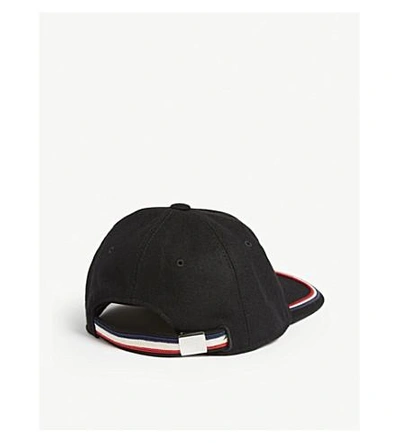 Shop Moncler Logo Baseball Wool Cap In Black