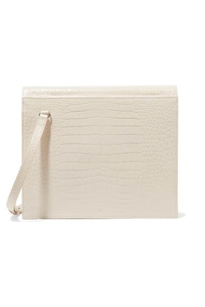 Shop Gu De Edie Croc-effect Leather Shoulder Bag In White