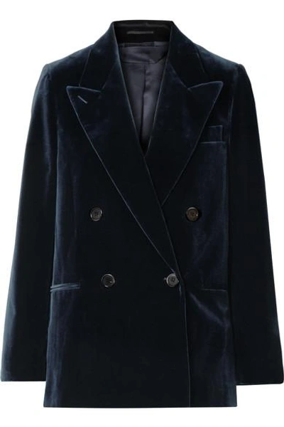 Shop Acne Studios Double-breasted Cotton-velvet Blazer In Navy