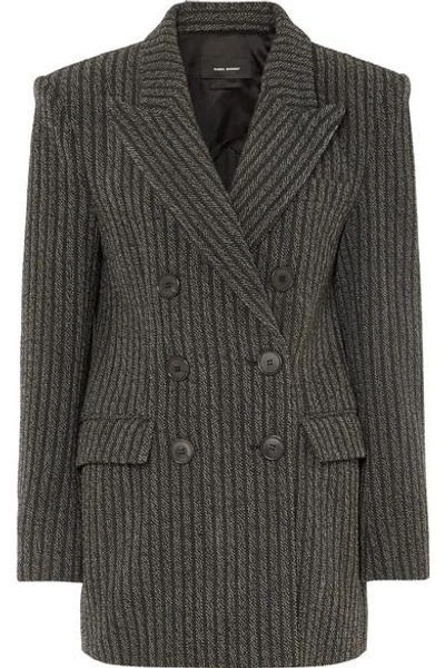 Shop Isabel Marant Jaxen Double-breasted Striped Wool-blend Blazer