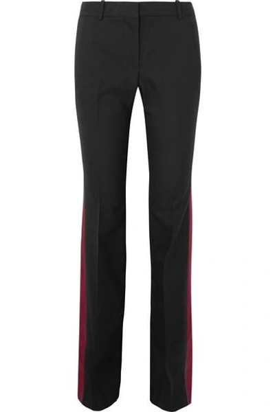 Shop Alexander Mcqueen Wool And Silk-blend Bootcut Pants In Black
