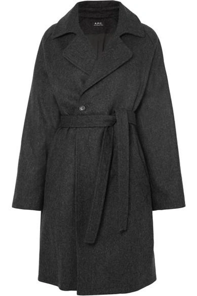 Shop Apc Bakerstreet Belted Wool-blend Coat In Gray