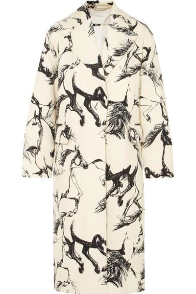 Shop Adam Lippes Oversized Printed Wool Coat In Ivory