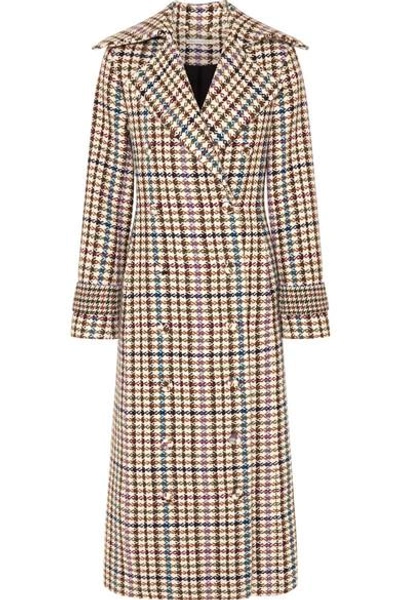 Shop Emilia Wickstead Elvira Houndstooth Tweed Coat In Brown