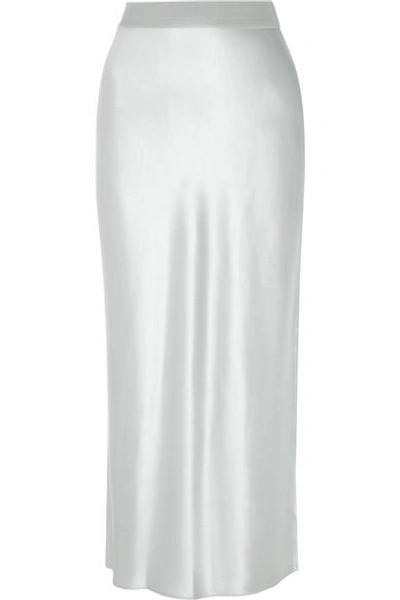 Shop Theory Satin Maxi Skirt In Silver