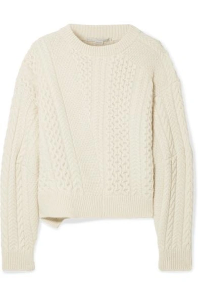 Shop Stella Mccartney Oversized Cable-knit Wool And Alpaca-blend Sweater In Cream