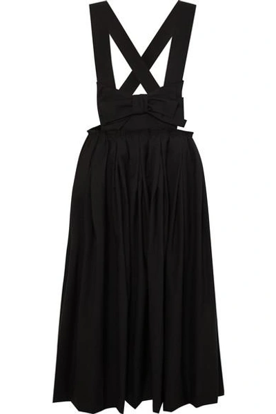 Shop Comme Des Garcons Girl Bow-embellished Wool Midi Skirt In Black