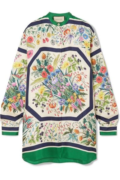 Shop Gucci Oversized Printed Silk-twill Shirt