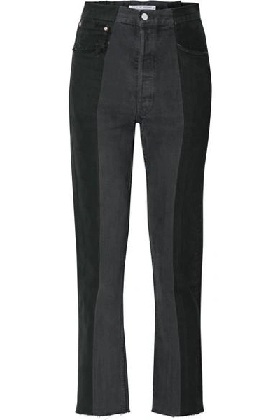 Shop E.l.v Denim + Net Sustain The Twin Two-tone High-rise Straight-leg Jeans In Black