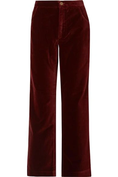 Shop M.i.h. Jeans Paradise Cotton-velvet Wide-leg Pants In Burgundy