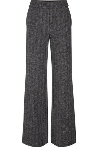 Shop Theory Talbert Herringbone Wool-blend Straight-leg Pants In Navy