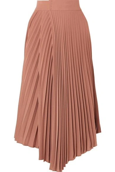 Shop Vince Pleated Crepe De Chine Wrap Skirt In Pink