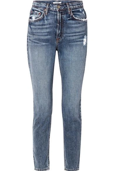 Shop Grlfrnd Karolina Distressed High-rise Skinny Jeans In Mid Denim
