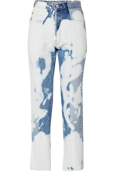 Shop E.l.v Denim The Twin Bleached High-rise Straight-leg Jeans In Mid Denim