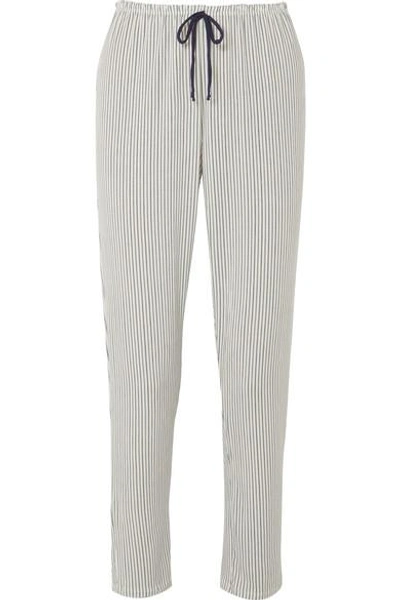 Shop Eberjey The Slim Striped Stretch-modal Pajama Pants In Light Denim