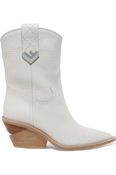 Shop Fendi Textured-leather Boots In White