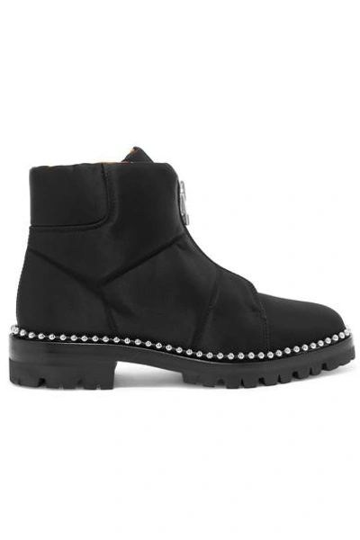 Shop Alexander Wang Cooper Studded Canvas Ankle Boots In Black