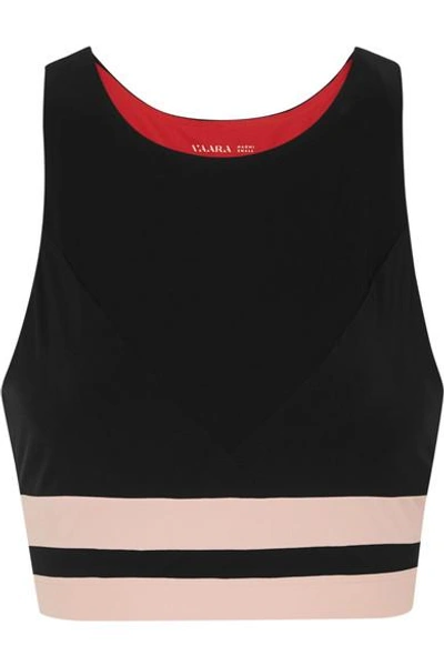 Shop Vaara Naomi Striped Stretch-jersey Sports Bra In Black