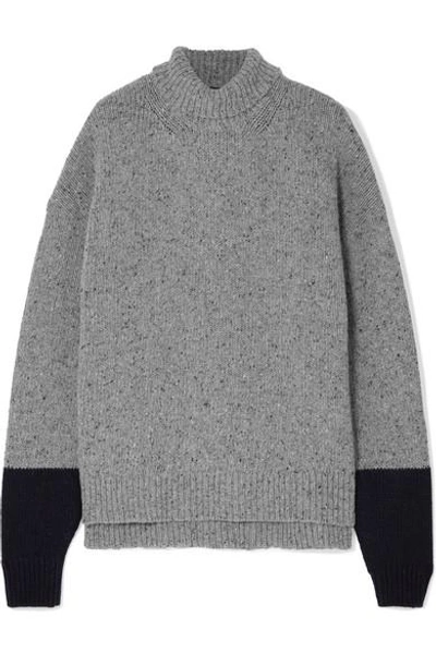 Shop Alexa Chung Two-tone Wool-blend Turtleneck Sweater In Gray