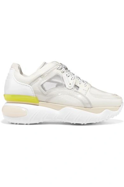 Shop Fendi Pvc, Mesh And Textured-leather Sneakers In White