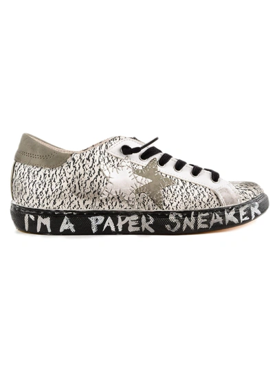 Shop 2star 2 Star Printed Sneakers In Taupe/bianco