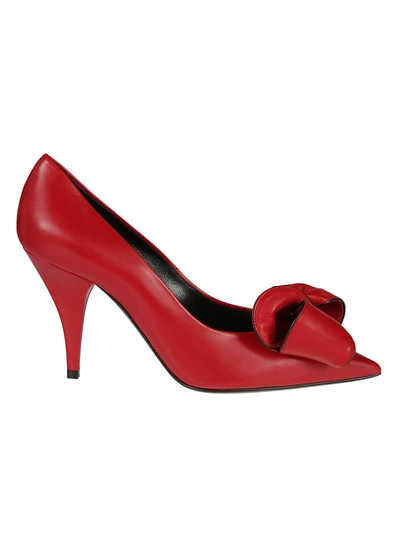 Shop Casadei Bow Detail Pumps In Red