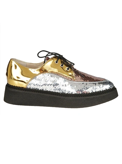 Shop N°21 Gravity Paillettes Sneakers In Oro/rame/argento