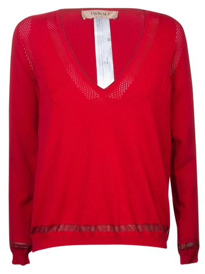 Shop Twinset V-neck Sweater In Papavero