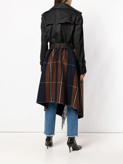 Shop Loewe Asymmetric Checked Coat In Black