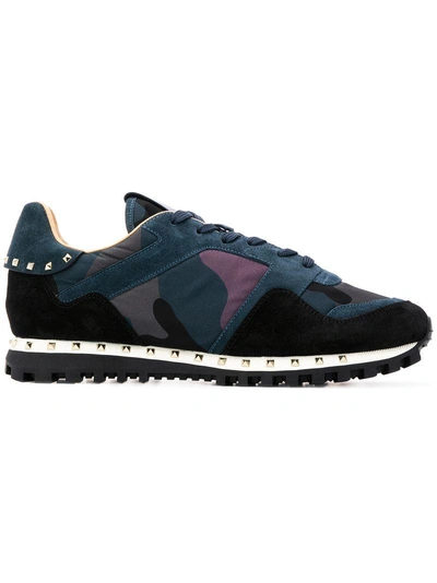 Shop Valentino Garavani Soul Rockrunner Camouflage Sneakers - Blue