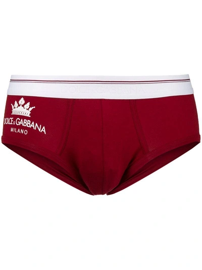 Shop Dolce & Gabbana Underwear Side Logo Briefs - Red