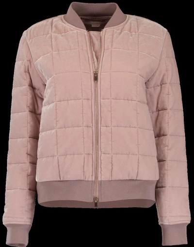 Shop Stella Mccartney Quilted Velvet Bomber Jacket In Rosa