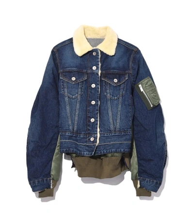 Shop Sacai Blue Denim Ma-1 Combo Jacket