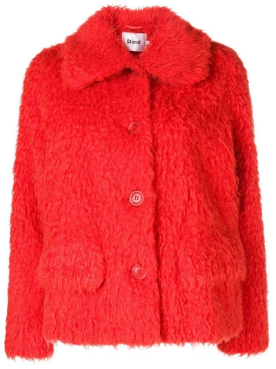 Shop Stand Studio Faux Fur Jacket In Red
