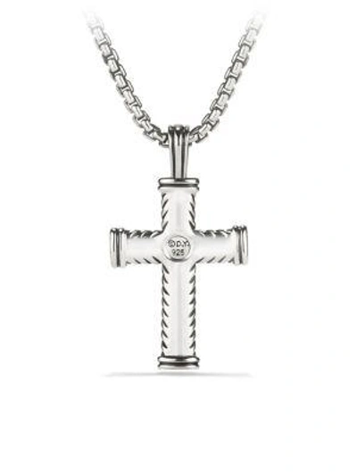 Shop David Yurman Men's Chevron Cross Pendant In Silver