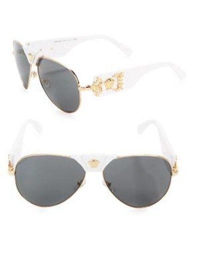 Shop Versace 62mm Aviator Sunglasses In Gold White