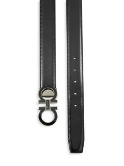 Shop Ferragamo Adjustable Gancini Buckle Belt In Black