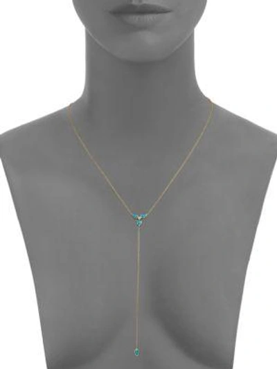 Shop Zoë Chicco Diamond, Turquoise & 14k Yellow Gold Lariat Necklace In Gold Turquoise