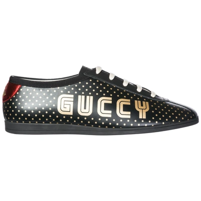 Shop Gucci Men's Shoes Leather Trainers Sneakers Limited Edition Guccy Falacer In Black